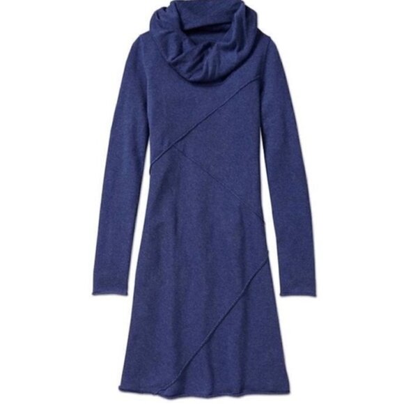 Athleta Camber Blue Cowl Neck Long Sleeve Sweater Dress S - Picture 1 of 4